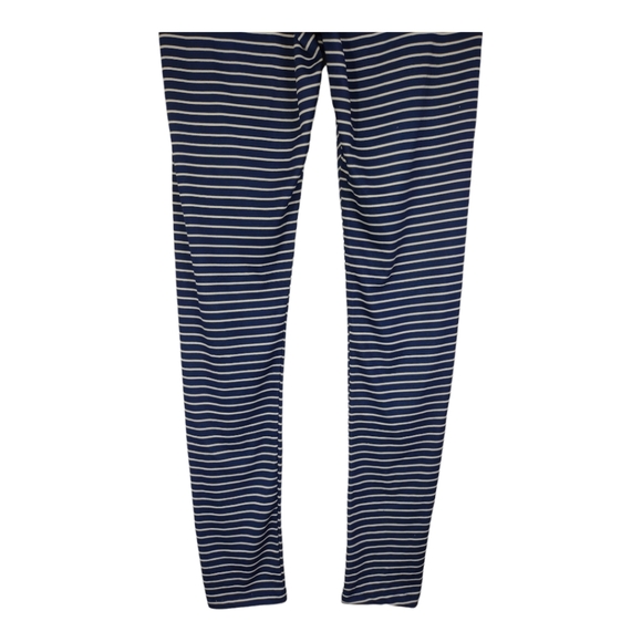 Mud Pie Womens Sz Large Navy Blue & White Stripe Leggings - Picture 9 of 9